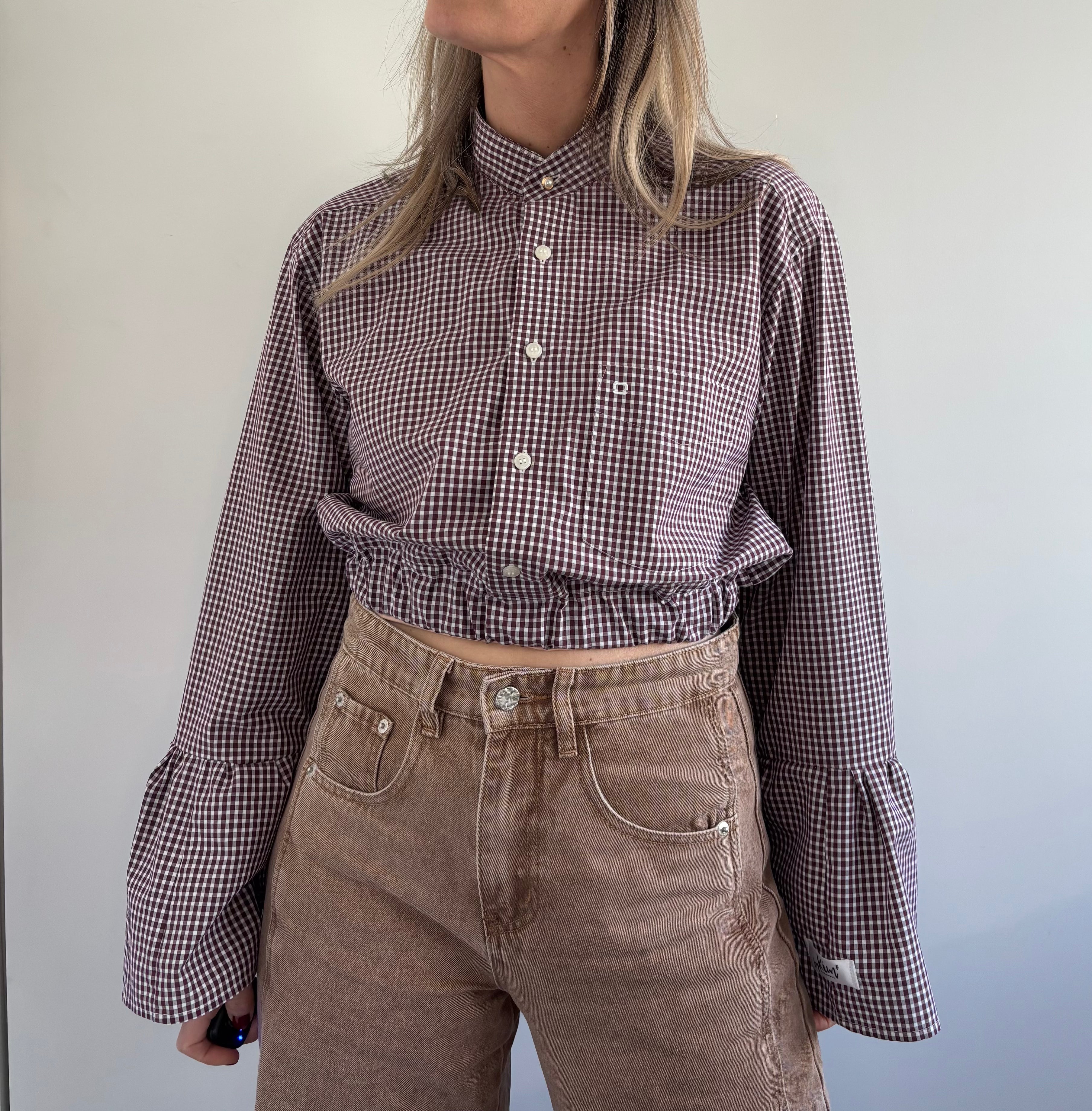 Blouse | C H E Q U E R E D | cropped